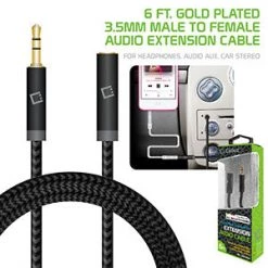 Full Catalog CN35EXT6 - Cellet 6 Ft. Gold Plated 3.5mm Male To Female Audio Extension Cable For Headphones, Audio Aux, Car Stereo