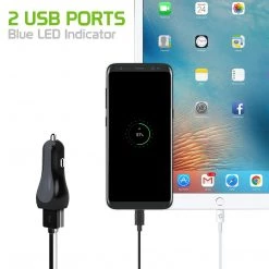 PMICROMS21BK - Cellet Rapid Charge 12W 2.4A Dual USB Car Charger With Micro USB Cable - Black Full Catalog