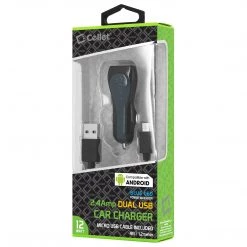 PMICROMS21BK - Cellet Rapid Charge 12W 2.4A Dual USB Car Charger With Micro USB Cable - Black Full Catalog