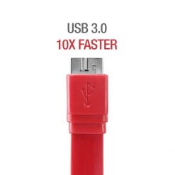 Full Catalog DAUSB30FHPK - Cellet SuperSpeed USB 3.0 Type A To Micro-B Flat Cable - Hot Pink