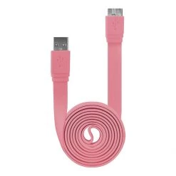 Full Catalog DAUSB30FHPK - Cellet SuperSpeed USB 3.0 Type A To Micro-B Flat Cable - Hot Pink