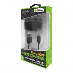 Cellet Full Catalog TCMICROH24 - Micro USB Home Charger, Universal 12Watt (2.4amps) Home Charger With Dual Ports And 4ft.(1.2m) Micro USB Cable Compatible To Kindle, Kindle Paperwhite, Samsung Galaxy Tab 4/3, Tab A, Smasung Galaxy S7 Edge/S6 Edge, Galaxy Note 5/4 - Black