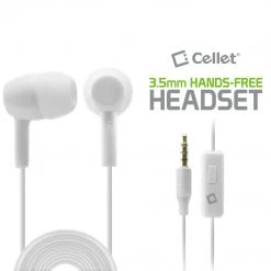 Full Catalog EP35PSTWT - Cellet 3.5mm Hands Free Stereo Earphones With Microphone - White