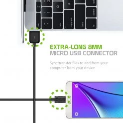 Full Catalog DAMICROL8 - Cellet Extra Long 8mm Tip Micro USB Charging & Data Sync Cable
