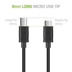 Full Catalog DAMICROL8 - Cellet Extra Long 8mm Tip Micro USB Charging & Data Sync Cable
