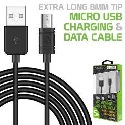 Full Catalog DAMICROL8 - Cellet Extra Long 8mm Tip Micro USB Charging & Data Sync Cable