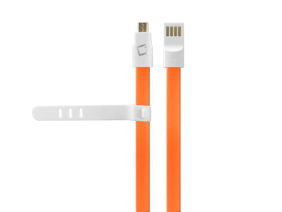 DAMICROGOR - Cellet 3 Ft. Flat Wire Micro USB Charging/Data Sync Cable - Orange 3 DAMICROGOR - Cellet 3 Ft. Flat Wire Micro USB Charging/Data Sync Cable - Orange