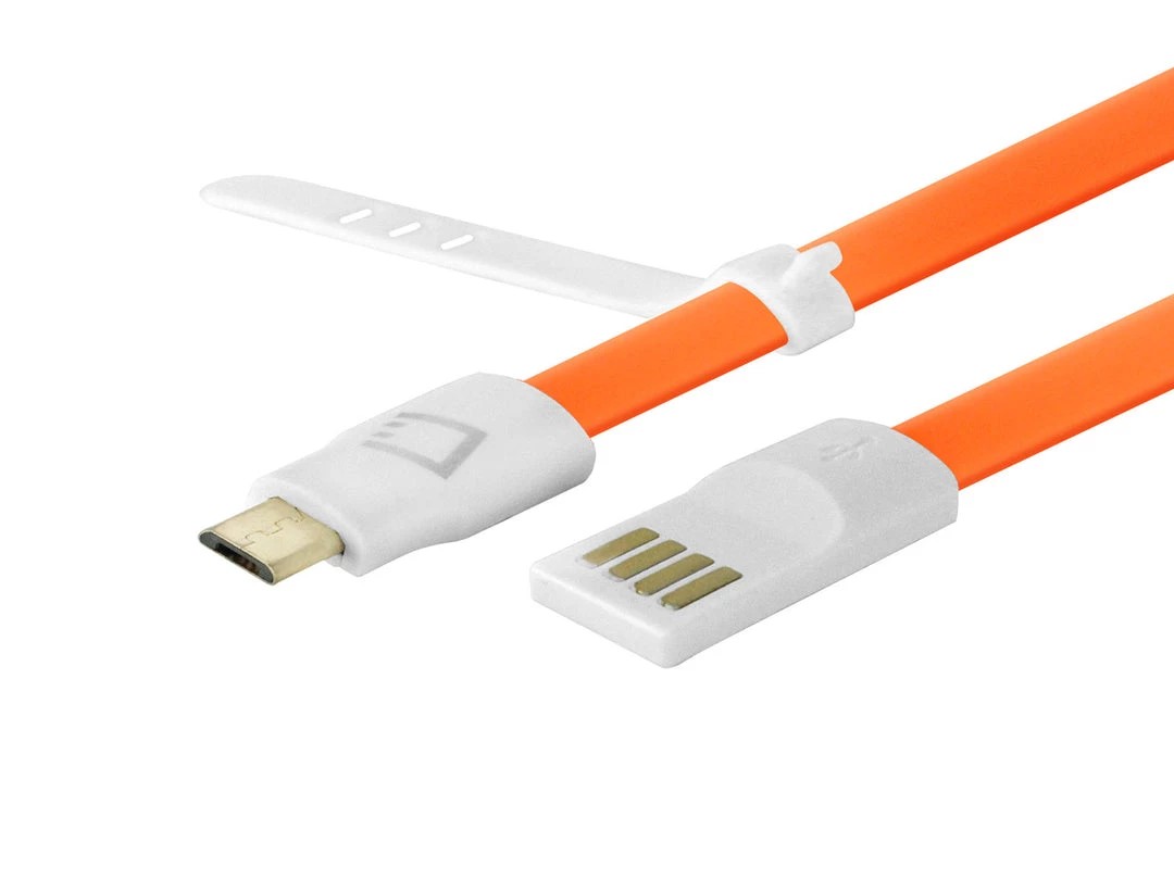 DAMICROGOR - Cellet 3 Ft. Flat Wire Micro USB Charging/Data Sync Cable - Orange 4 DAMICROGOR - Cellet 3 Ft. Flat Wire Micro USB Charging/Data Sync Cable - Orange
