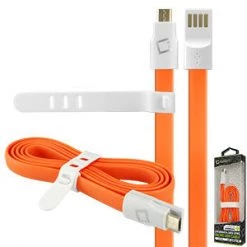 DAMICROGOR - Cellet 3 Ft. Flat Wire Micro USB Charging/Data Sync Cable - Orange