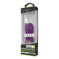 Full Catalog DAMICROGPR - Cellet 3 Ft. Flat Wire Micro USB Charging/Data Sync Cable - Purple