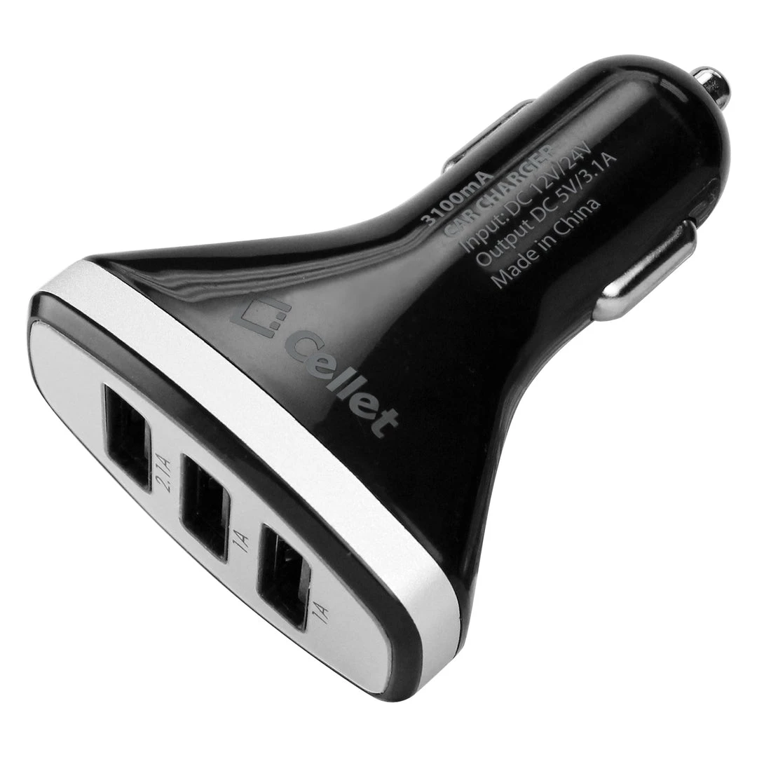 Cellet Wholesale PUSBN3BK - 3.1-Amp 3-Port USB Car Charger For Tablets, Smartphones, Bluetooth, GPS, Black: 4 Cellet Wholesale PUSBN3BK - 3.1-Amp 3-Port USB Car Charger For Tablets, Smartphones, Bluetooth, GPS, Black: