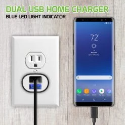 TCUSBN2BK - Cellet 10 Watt/2.1 Amp Dual USB Home Charger (Cable Sold Separately) - Black