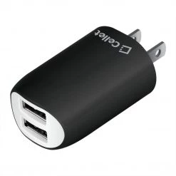 TCUSBN2BK - Cellet 10 Watt/2.1 Amp Dual USB Home Charger (Cable Sold Separately) - Black