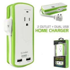 Full Catalog TP565 - Cellet Compact 2 Outlet Surge Protector + Dual Optimized For IPhone USB Ports, 3.4Amp High Power Output Travel Charger (DOE6 And UL Certified)