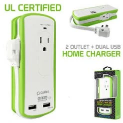 Full Catalog TP565 - Cellet Compact 2 Outlet Surge Protector + Dual Optimized For IPhone USB Ports, 3.4Amp High Power Output Travel Charger (DOE6 And UL Certified)