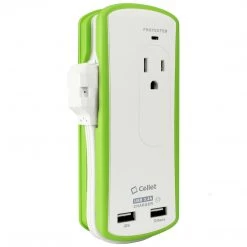 Full Catalog TP565 - Cellet Compact 2 Outlet Surge Protector + Dual Optimized For IPhone USB Ports, 3.4Amp High Power Output Travel Charger (DOE6 And UL Certified)