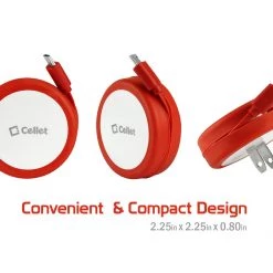 Full Catalog TMMICRORD - Cellet Cord Keeper 5Watt (1Amp) Micro USB Home Wall Charger - RED