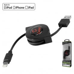 GoCellet DAAPP8RBK - Retractable IPhone Lightning USB Charging Cable MFI Certified - Black Full Catalog