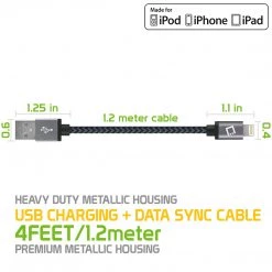 DAAPP5JBK - Cellet Apple Licensed 4 Ft, Lightning 8 Pin To USB Charging / Data Sync Cable - Black Full Catalog