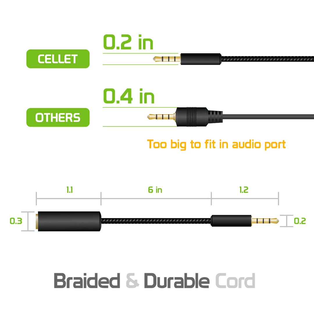 CNIPHONEBK - Cellet 6 Inch Gold Plated 3.5mm TRRS Male To Female Audio Adapter For Mobile Credit Card Reader, Headphones, Audio Aux, Car Stereo - Black Full Catalog 6 CNIPHONEBK - Cellet 6 Inch Gold Plated 3.5mm TRRS Male To Female Audio Adapter For Mobile Credit Card Reader, Headphones, Audio Aux, Car Stereo - Black Full Catalog