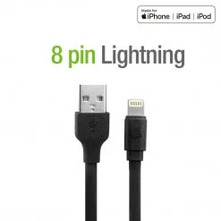 DAAPP5TFBK - Cellet 4 Ft. Anti-Tangle Lightning 8 Pin Flat Wire Charging Data Sync Cable (Apple MFI Certified) - Black Full Catalog