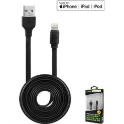 DAAPP5TFBK - Cellet 4 Ft. Anti-Tangle Lightning 8 Pin Flat Wire Charging Data Sync Cable (Apple MFI Certified) - Black Full Catalog