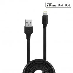 DAAPP5TFBK - Cellet 4 Ft. Anti-Tangle Lightning 8 Pin Flat Wire Charging Data Sync Cable (Apple MFI Certified) - Black Full Catalog
