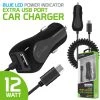 PMICUM21BK - Cellet High Powered 12 Watt (2.4 Amp) Micro USB Car Charger With Extra USB Port And Coiled Cable - Black Full Catalog