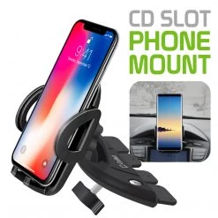PHCN200CD - CD Slot Phone Mount With 360 Degree Cradle Rotation, One Touch Release Button And Stabilizing Knob For Apple IPhone XS Max, X/XR, 8/8 Plus, Samsung Galaxy Note 10/10 Plus, Galaxy S10, S10 Plus, S10e And More – By Cellet
