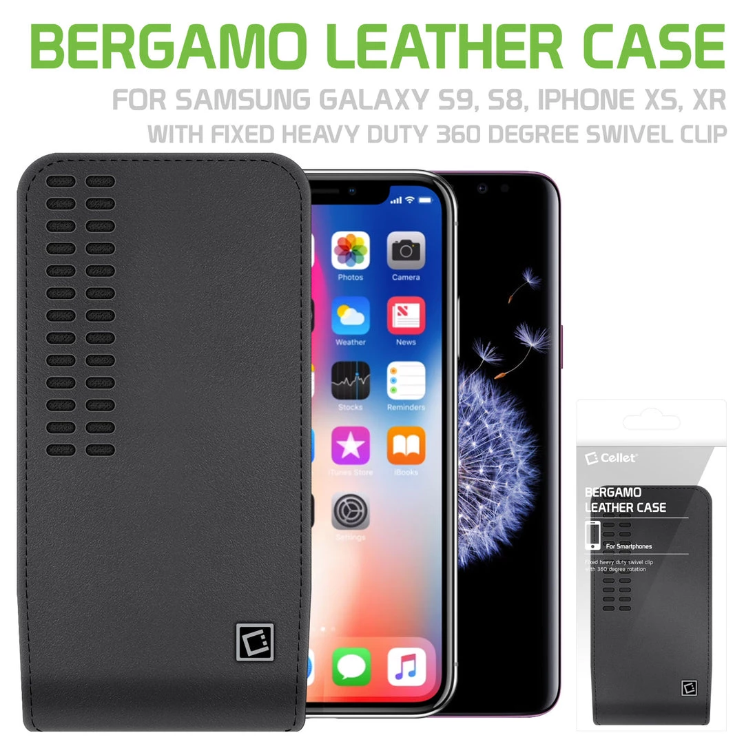 LBERGAMOMD - Cellet Bergamo Premium Leather Case For Apple IPhone XR XS, 8, 7, 6 And Samsung Galaxy S9, S8, S7, S6, S5 With Fixed Heavy Duty 360 Degree Swivel "HM" Clip Full Catalog 1 LBERGAMOMD - Cellet Bergamo Premium Leather Case For Apple IPhone XR XS, 8, 7, 6 And Samsung Galaxy S9, S8, S7, S6, S5 With Fixed Heavy Duty 360 Degree Swivel "HM" Clip Full Catalog