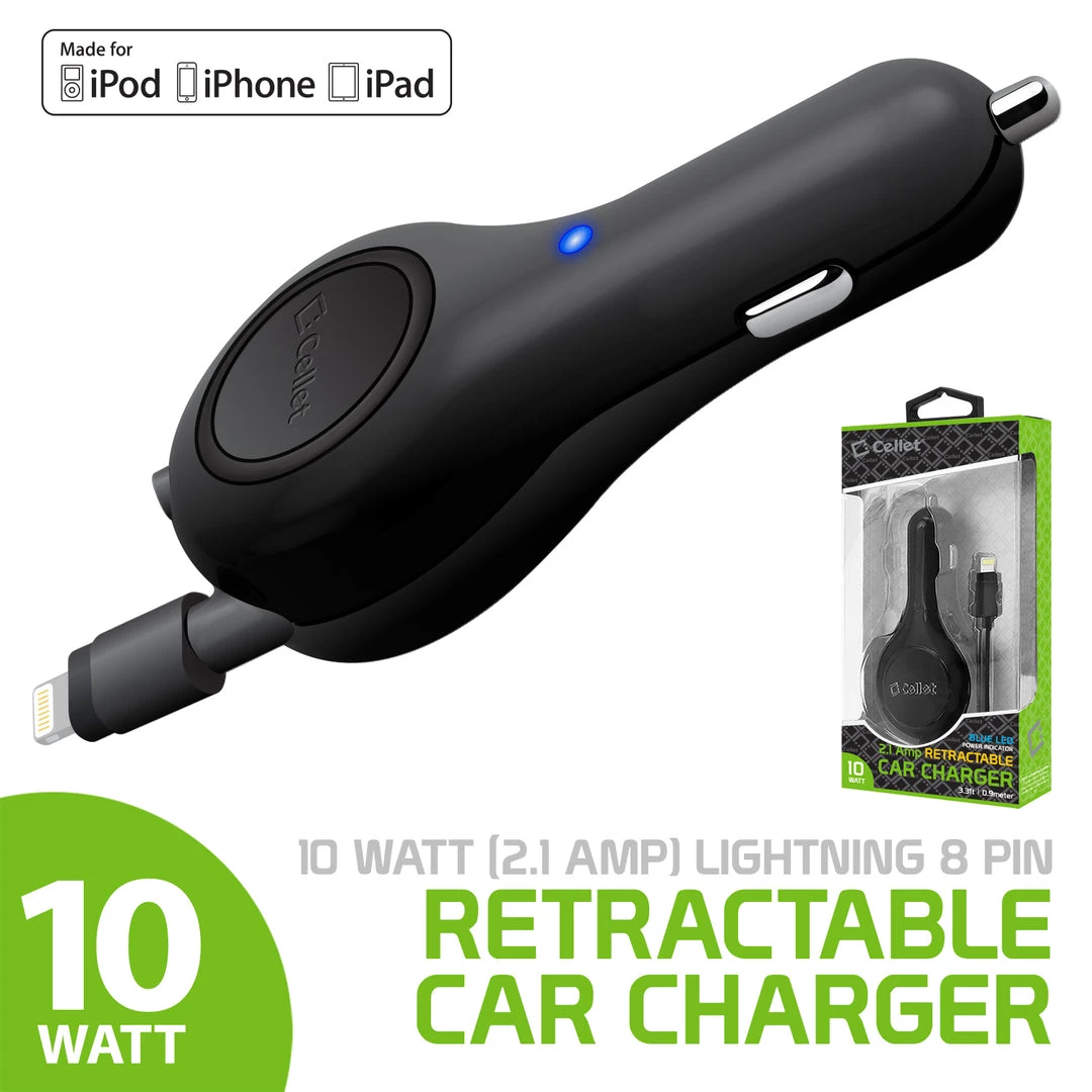 Full Catalog PAPP8R21 - Cellet 10 Watt (2.1 Amp) Lightning 8 Pin Retractable Car Charger For IPod, IPhone, IPad (Apple MFI Certified) 1 Full Catalog PAPP8R21 - Cellet 10 Watt (2.1 Amp) Lightning 8 Pin Retractable Car Charger For IPod, IPhone, IPad (Apple MFI Certified)