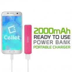 GoCellet BC2000PK- 2000mAh Power Bank/Portable Charger (Micro USB Cable Is Included) - Pink