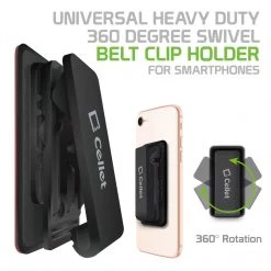 CLIPHDBK - Cellet Universal Heavy Duty 360 Degree Swivel Belt Clip Holder For Smartphones