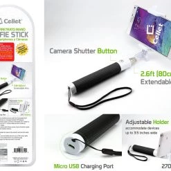 Cellet Wholesale ACPOD5BL - Wireless Self-Portrait Handheld Selfie Stick For Smartphones - Blue