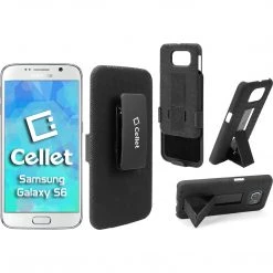 Full Catalog HLSAMS6C - Cellet Shell + Holster + Kickstand Combo Case With Spring Belt Clip For Samsung Galaxy S6