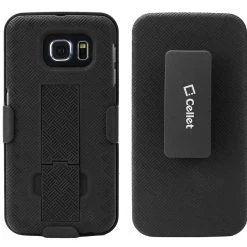 Full Catalog HLSAMS6C - Cellet Shell + Holster + Kickstand Combo Case With Spring Belt Clip For Samsung Galaxy S6