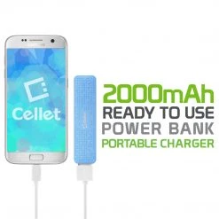 GoCellet BC2000BL- 2000mAh Power Bank/Portable Charger (Micro USB Cable Is Included) - Blue