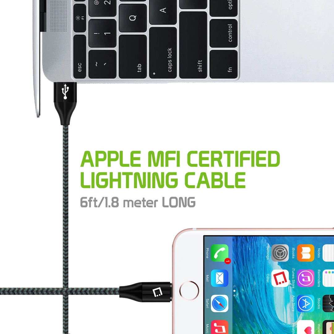 GoCellet DAP8BRBK - Durable Lightning USB 8 Pin Apple MFI Certified Data Sync & Charge Cable, 6ft. - Black Full Catalog 4 GoCellet DAP8BRBK - Durable Lightning USB 8 Pin Apple MFI Certified Data Sync & Charge Cable, 6ft. - Black Full Catalog
