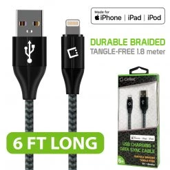 GoCellet DAP8BRBK - Durable Lightning USB 8 Pin Apple MFI Certified Data Sync & Charge Cable, 6ft. - Black Full Catalog
