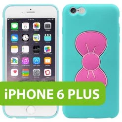 Cellet Full Catalog CCIPH6UBLP - Charming Sweet Bow Hybrid Phone Case For IPhone 6 Plus - Teal/Pink