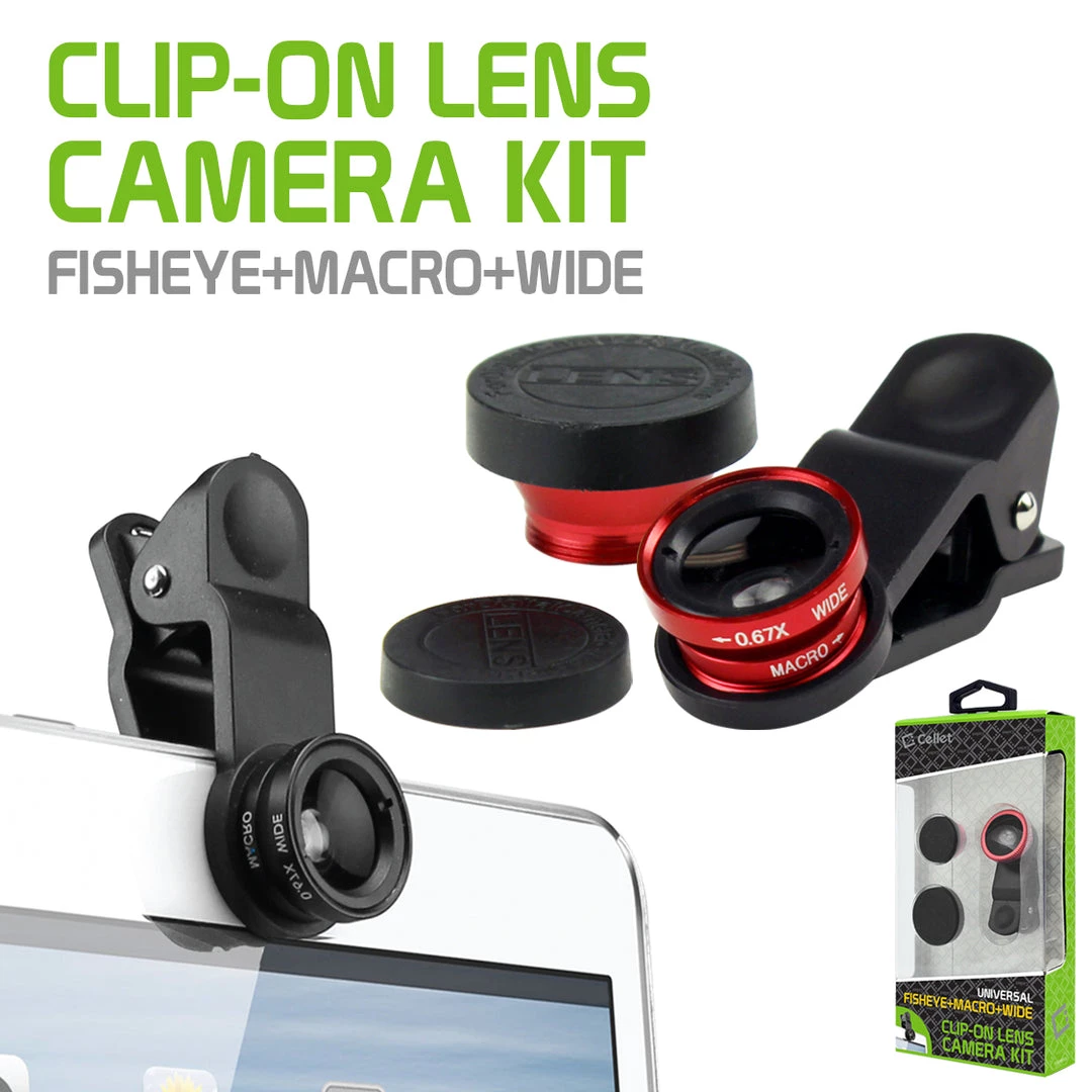 Cellet Wholesale ACLENS3 - Universal 3-in-1 Fisheye / Wide Angle / Macro Clip-on Camera Lens Kit Full Catalog 1 Cellet Wholesale ACLENS3 - Universal 3-in-1 Fisheye / Wide Angle / Macro Clip-on Camera Lens Kit Full Catalog