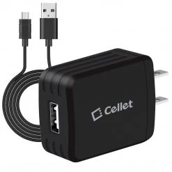 Full Catalog TCMICRO21GBK - CELLET Hi-Powered 10W / 2.1 Amp Home Charger (Micro USB Cable Included) - Black