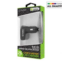 PUSB452BK - Cellet Universal 26W 5.2 Amp 4-Port Car Charger For Android And Apple Devices - Black