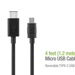 Cellet Wholesale Full Catalog DCMICRO4BK - Cellet Micro USB To USB Reversible Type-C Cable For Nexus 5X, Nexus 6P, Nokia Lumia 950/950 XL, OnePlus 2, Nokia N1, LG G5, HTC 10, Samsung Galaxy Note 7, Android Devices And More - Black