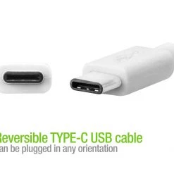 DCMICRO4WT - Cellet Micro USB To USB Reversible Type-C Cable For Nexus 5X, Nexus 6P, Nokia Lumia 950/950 XL, OnePlus 2, Nokia N1, LG G5, HTC 10, Samsung Galaxy Note 7, Android Devices And More - White