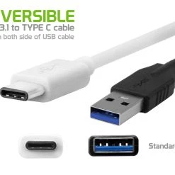 DCMICRO4WT - Cellet Micro USB To USB Reversible Type-C Cable For Nexus 5X, Nexus 6P, Nokia Lumia 950/950 XL, OnePlus 2, Nokia N1, LG G5, HTC 10, Samsung Galaxy Note 7, Android Devices And More - White