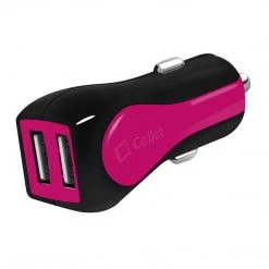 PUSBE21PK - Cellet Prism RapidCharge 12W 2.4A Dual USB Car Charger For Android And Apple Devices - Pink Full Catalog