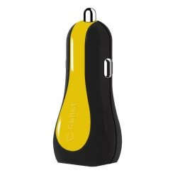 Full Catalog PUSBE21YL - Cellet Prism Rapid Charge 12W 2.4A Dual USB Car Charger For Android And Apple Devices - Yellow