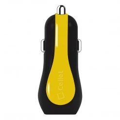 Full Catalog PUSBE21YL - Cellet Prism Rapid Charge 12W 2.4A Dual USB Car Charger For Android And Apple Devices - Yellow