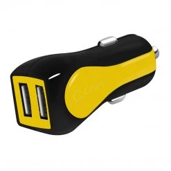 Full Catalog PUSBE21YL - Cellet Prism Rapid Charge 12W 2.4A Dual USB Car Charger For Android And Apple Devices - Yellow